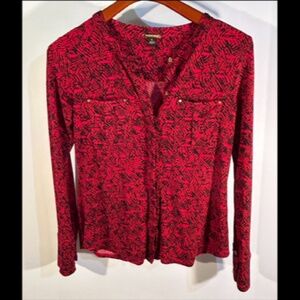 Dana Buchman Long Sleeve Button Down Strtchy Blouse Top Size S